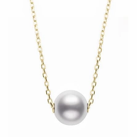 Mikimoto 18ct Yellow Gold 8mm White A  Akoya Pearl Necklace