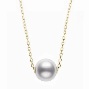 Mikimoto 18ct Yellow Gold 8mm White A  Akoya Pearl Necklace