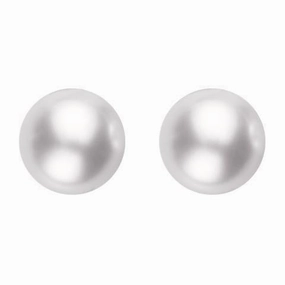Mikimoto 18ct Yellow Gold 8mm White Grade AA Pearl Stud Earrings D