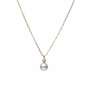 Mikimoto 18ct Yellow Gold Akoya Pearl and Diamond Necklace