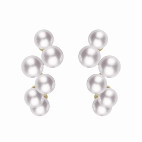 Mikimoto 18ct Yellow Gold White Akoya Pearl Bubble Earrings D