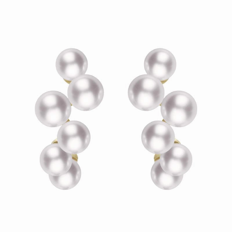 Mikimoto 18ct Yellow Gold White Akoya Pearl Bubble Earrings