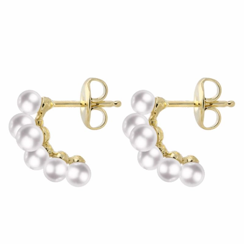 Mikimoto 18ct Yellow Gold White Akoya Pearl Bubble Earrings