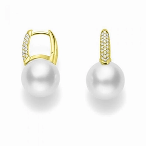 Mikimoto Classic Elegance 18ct Yellow Gold 8mm Akoya Pearl 0.26ct Diamond Earrings