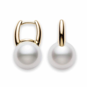 Mikimoto Classic Elegance 18ct Yellow Gold White South Sea Pearl Earrrings