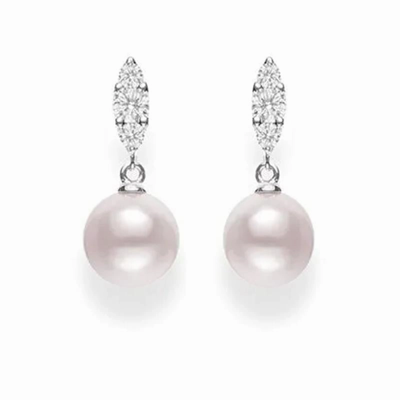 Mikimoto Morning Dew 18ct White Gold Diamond White Akoya Pearl Earrings