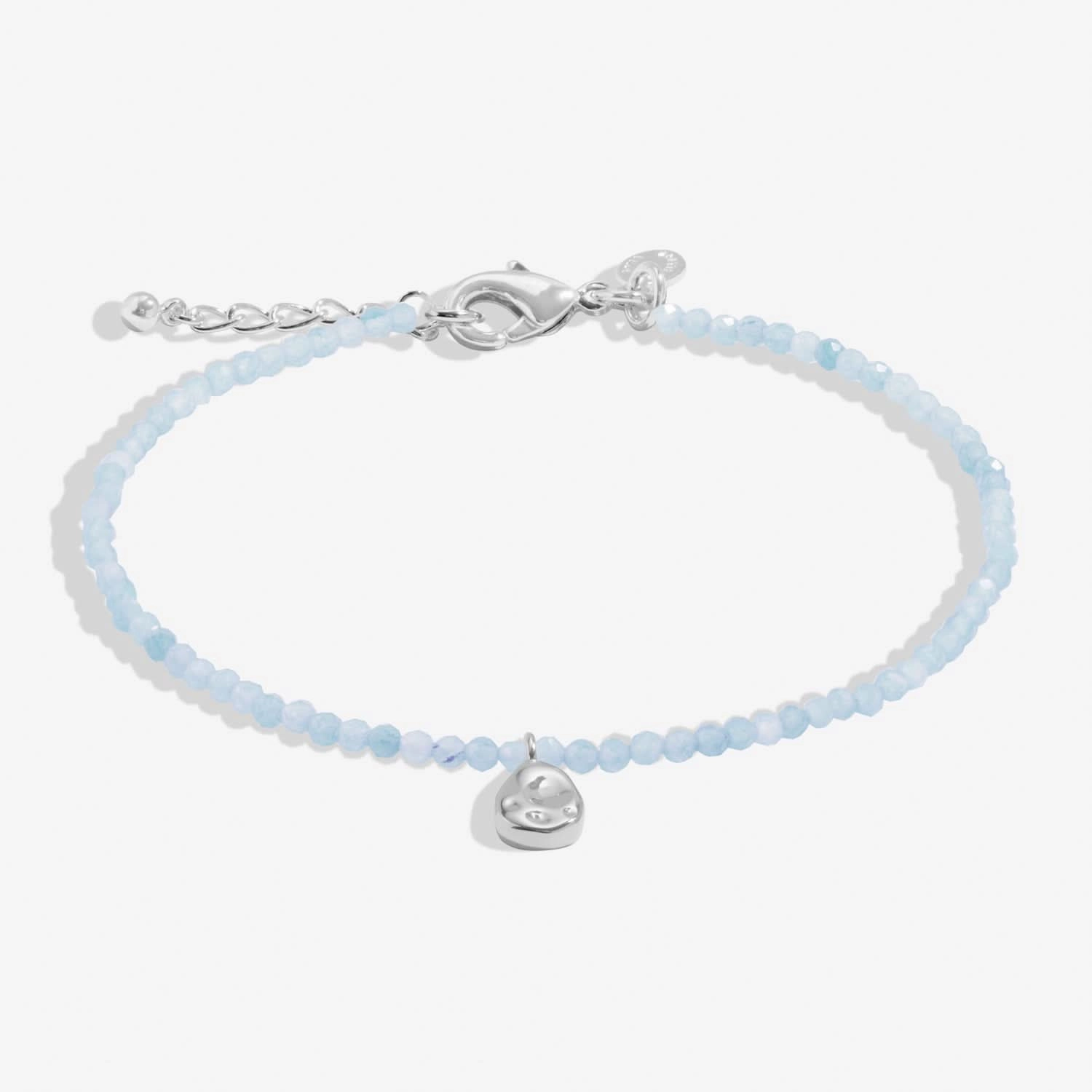 Mini Charms Aqua Crystal Pebble Silver Plated Bracelet 8598