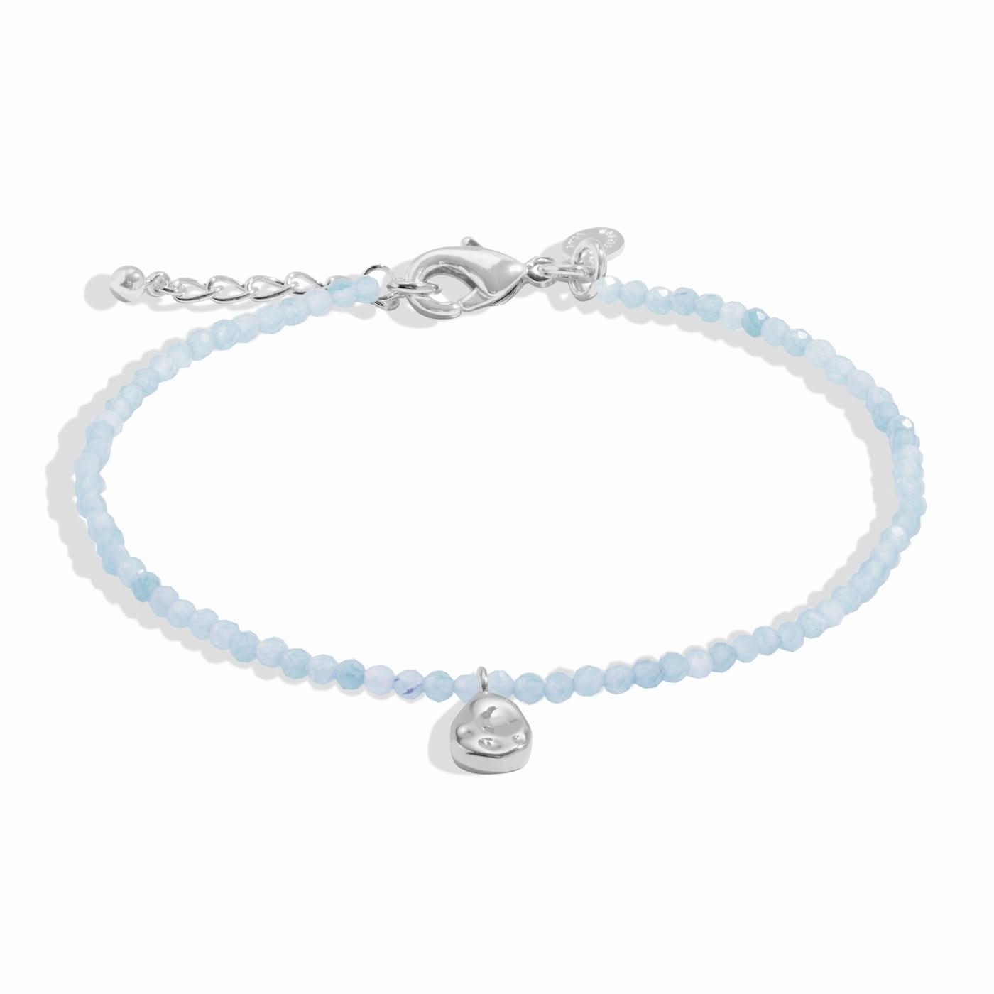 Mini Charms Aqua Crystal Pebble Silver Plated Bracelet 8598