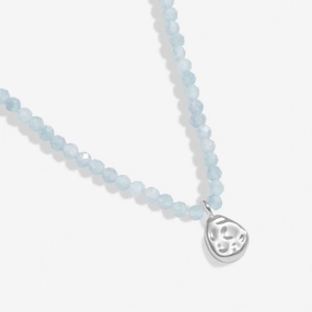 Mini Charms Aqua Crystal Pebble Silver Plated Necklace 8605