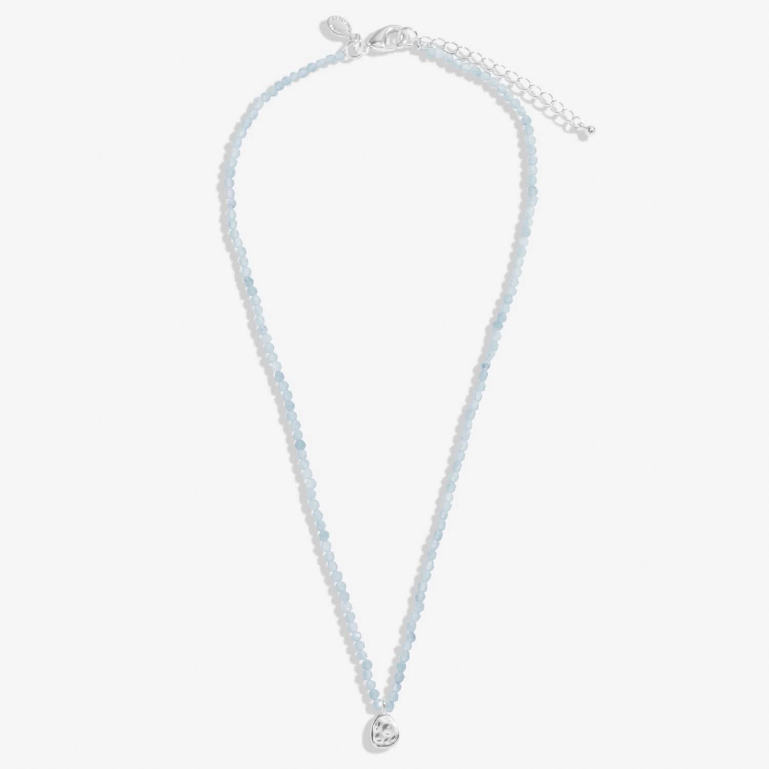 Mini Charms Aqua Crystal Pebble Silver Plated Necklace 8605