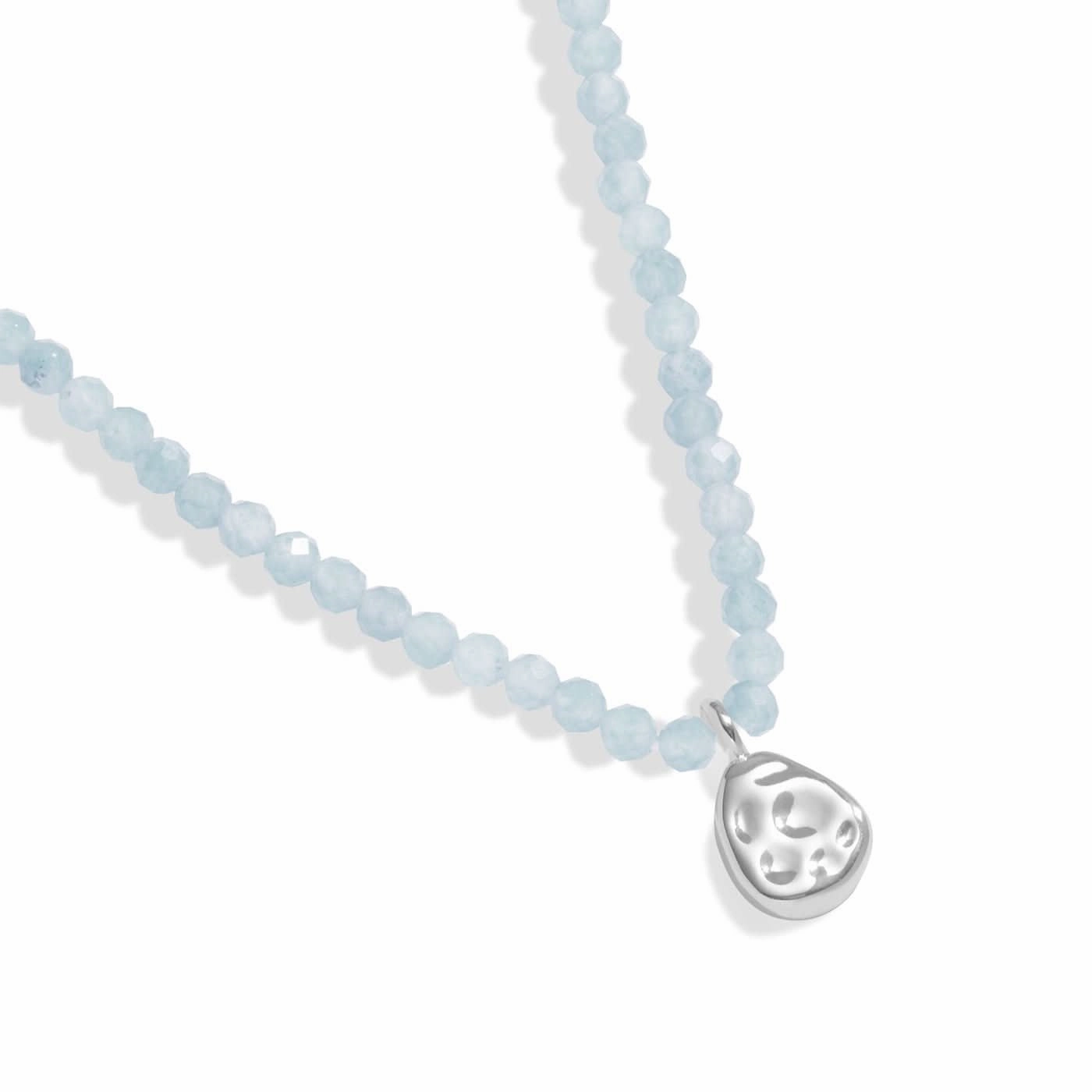 Mini Charms Aqua Crystal Pebble Silver Plated Necklace 8605