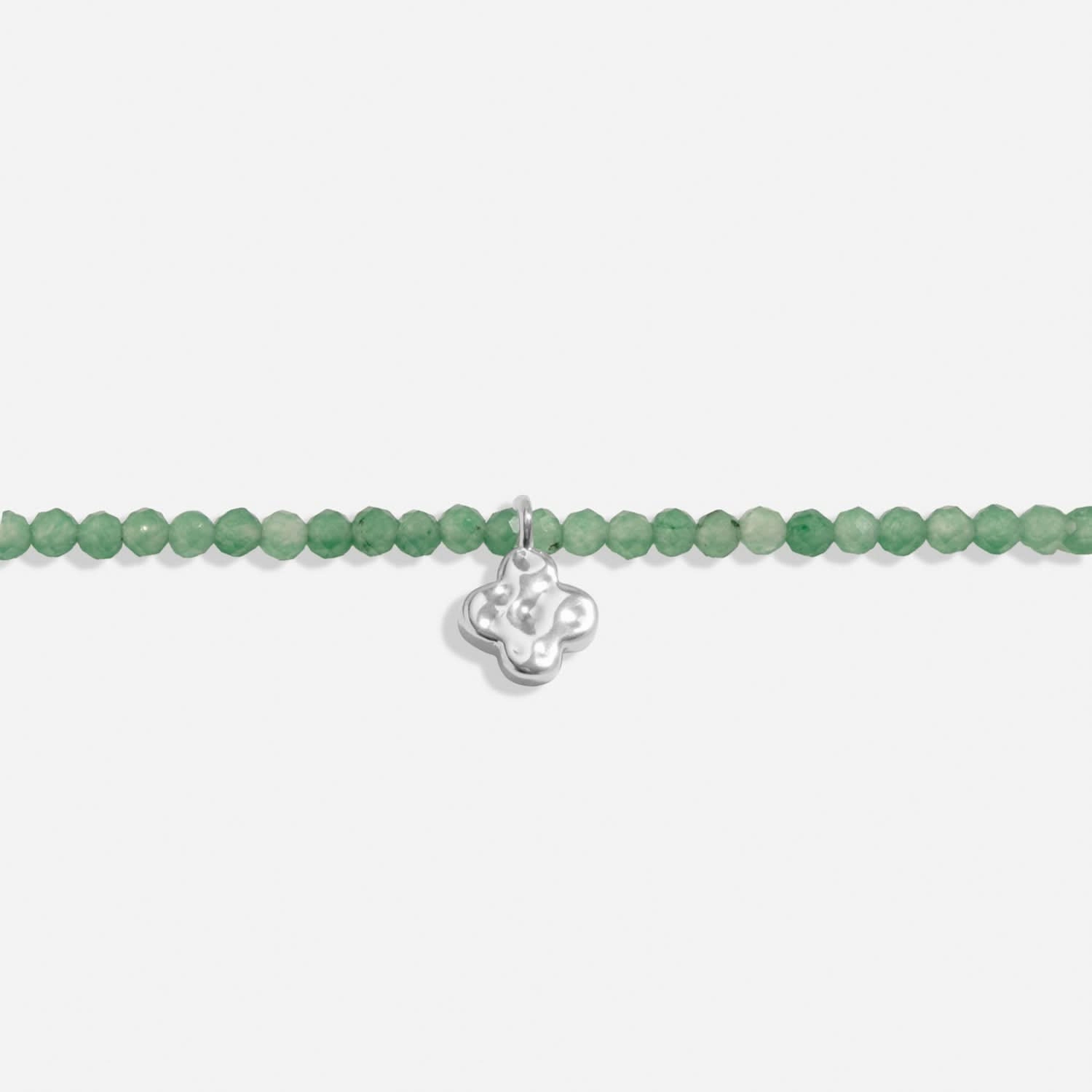 Mini Charms Aventurine Clover Silver Plated Bracelet 8595