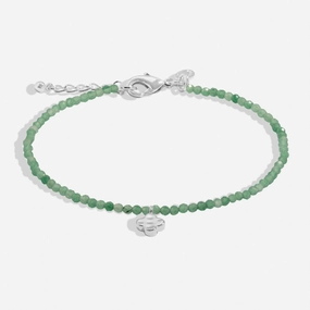 Mini Charms Aventurine Clover Silver Plated Bracelet 8595