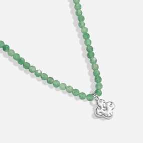 Mini Charms Aventurine Clover Silver Plated Necklace 8602