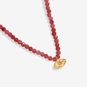 Mini Charms Garnet Eye Gold Plated Necklace 8606