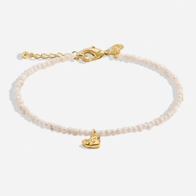 Mini Charms Natural Matte Pearl Heart Gold Plated Bracelet 8600