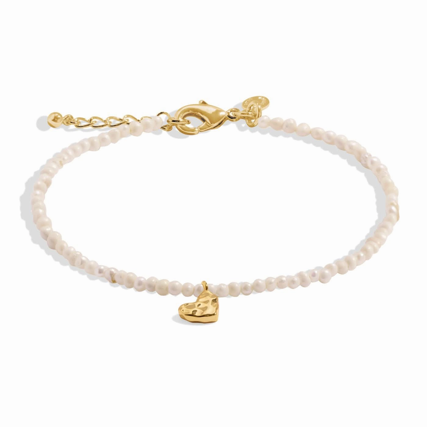 Mini Charms Natural Matte Pearl Heart Gold Plated Bracelet 8600