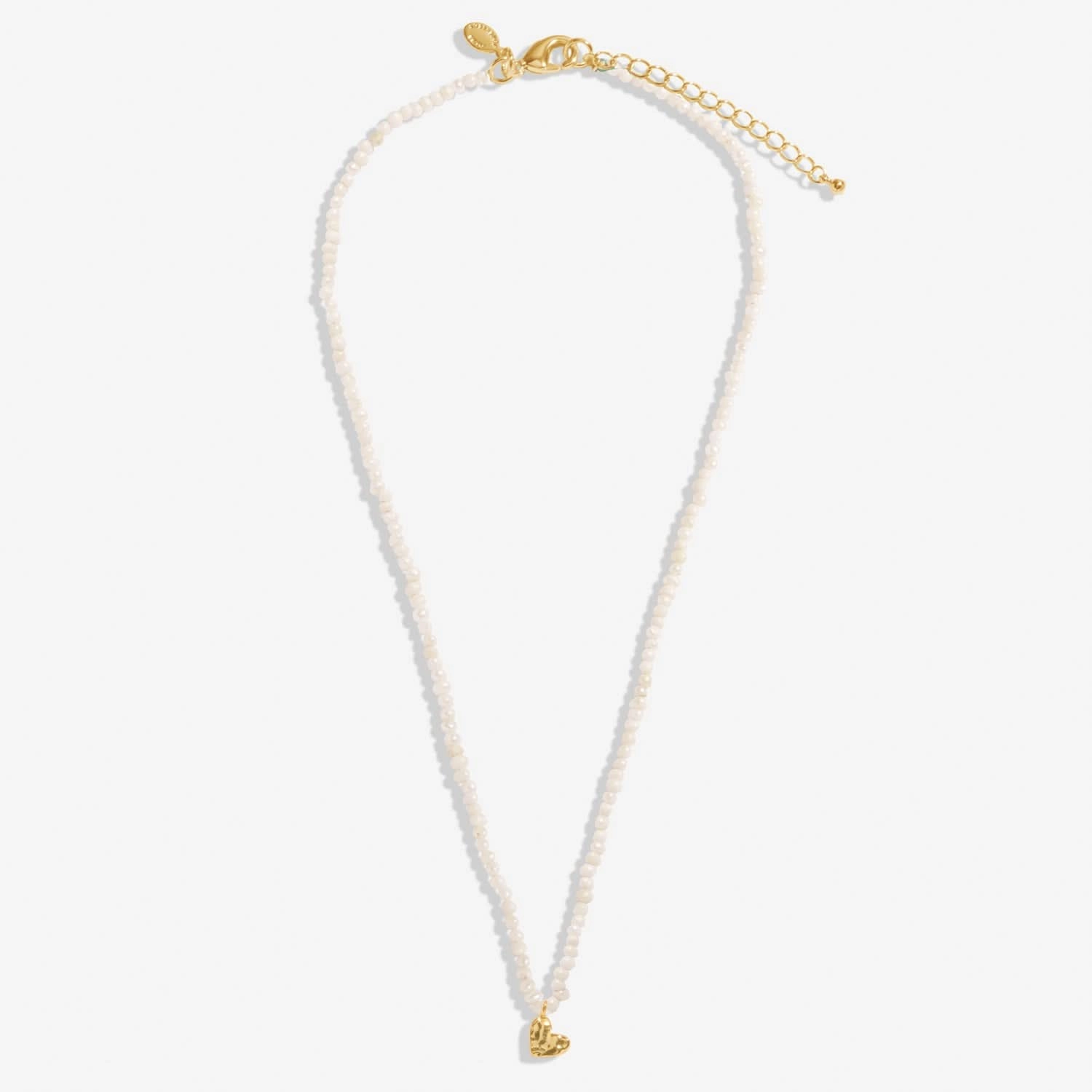 Mini Charms Natural Matte Pearl Heart Gold Plated Necklace 8607
