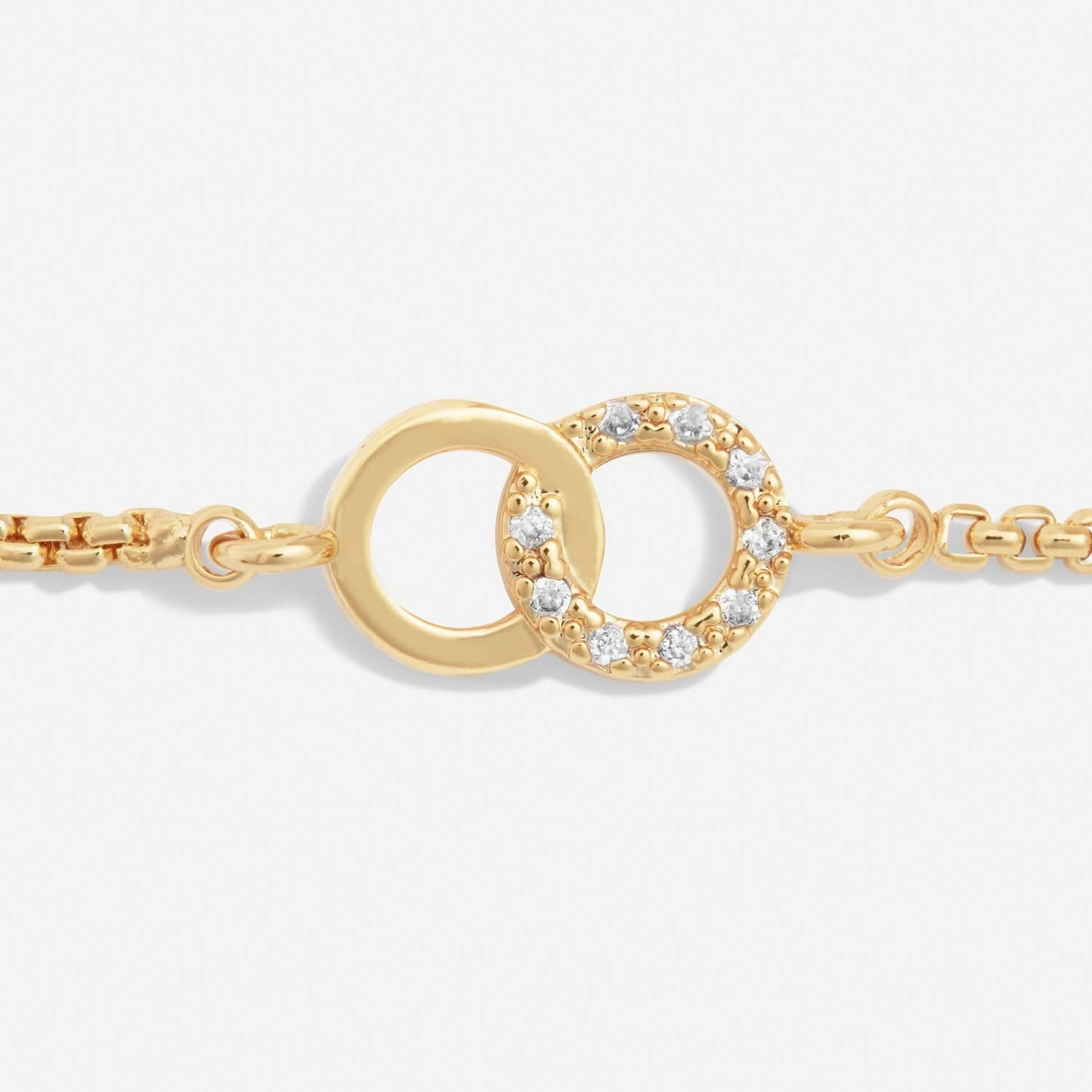Mini Charms Pave Linked Circles Gold Plated Bracelet 7642