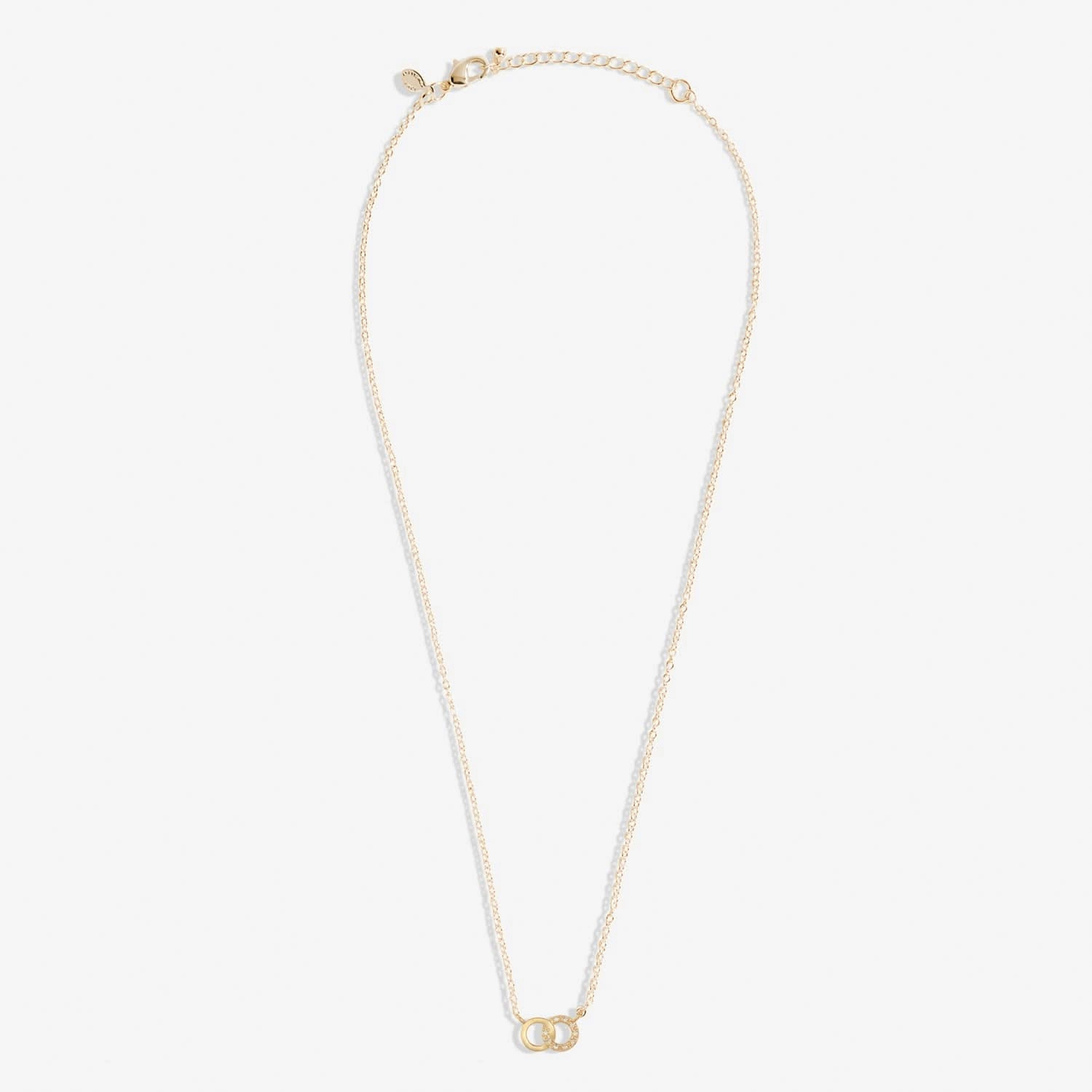 Mini Charms Pave Linked Circles Gold Plated Necklace 7636