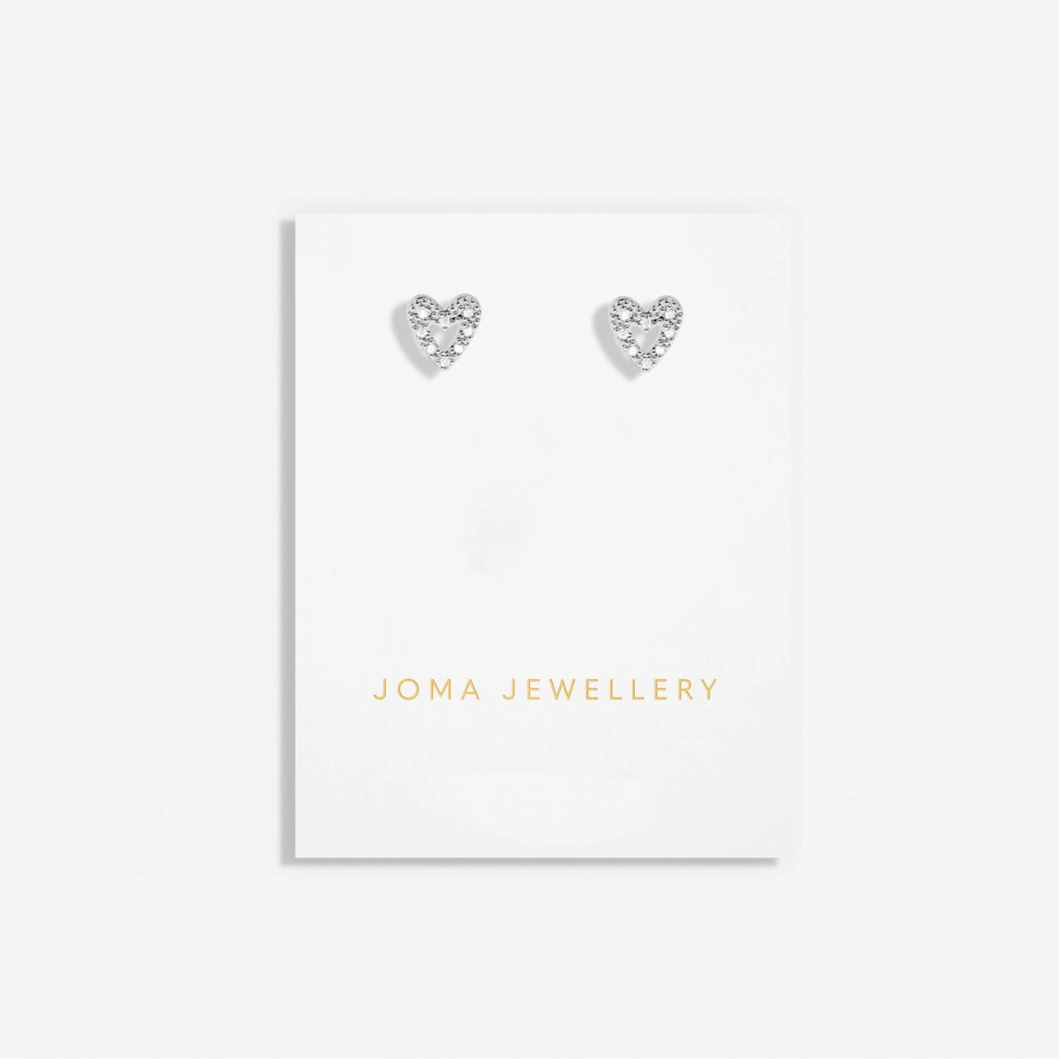 Mini Charms Pave Offset Heart Silver Plated Earrings 7646