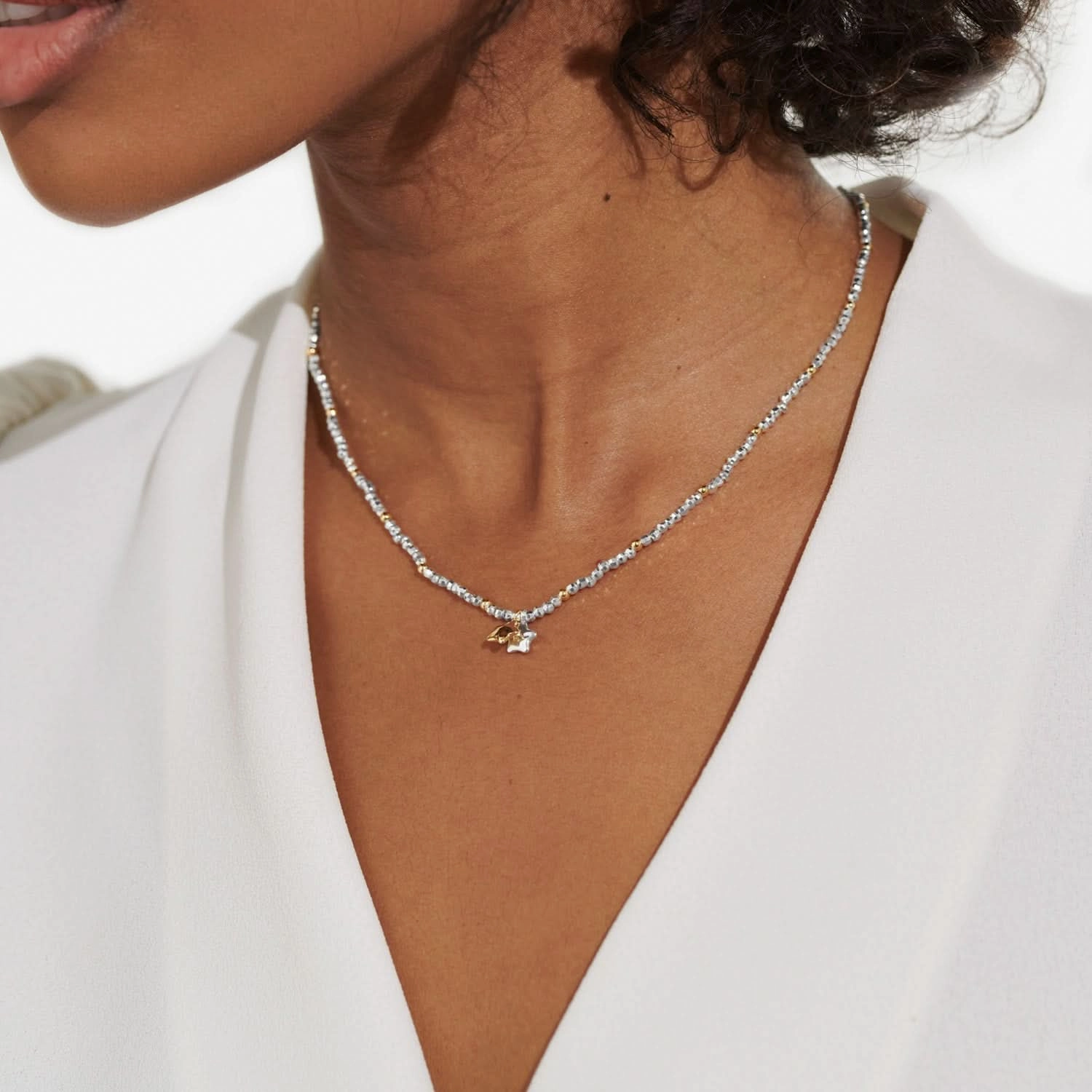Mini Charms Stars Silver & Gold Plated Necklace 8608