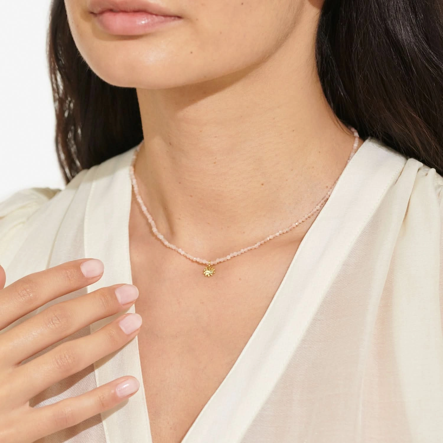 Mini Charms Sunstone Sun Gold Plated Necklace 8603