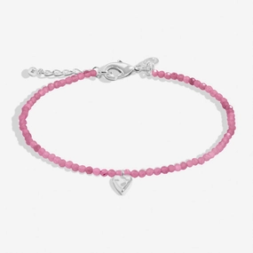 Mini Charms Tourmaline Heart Silver Plated Bracelet 8597