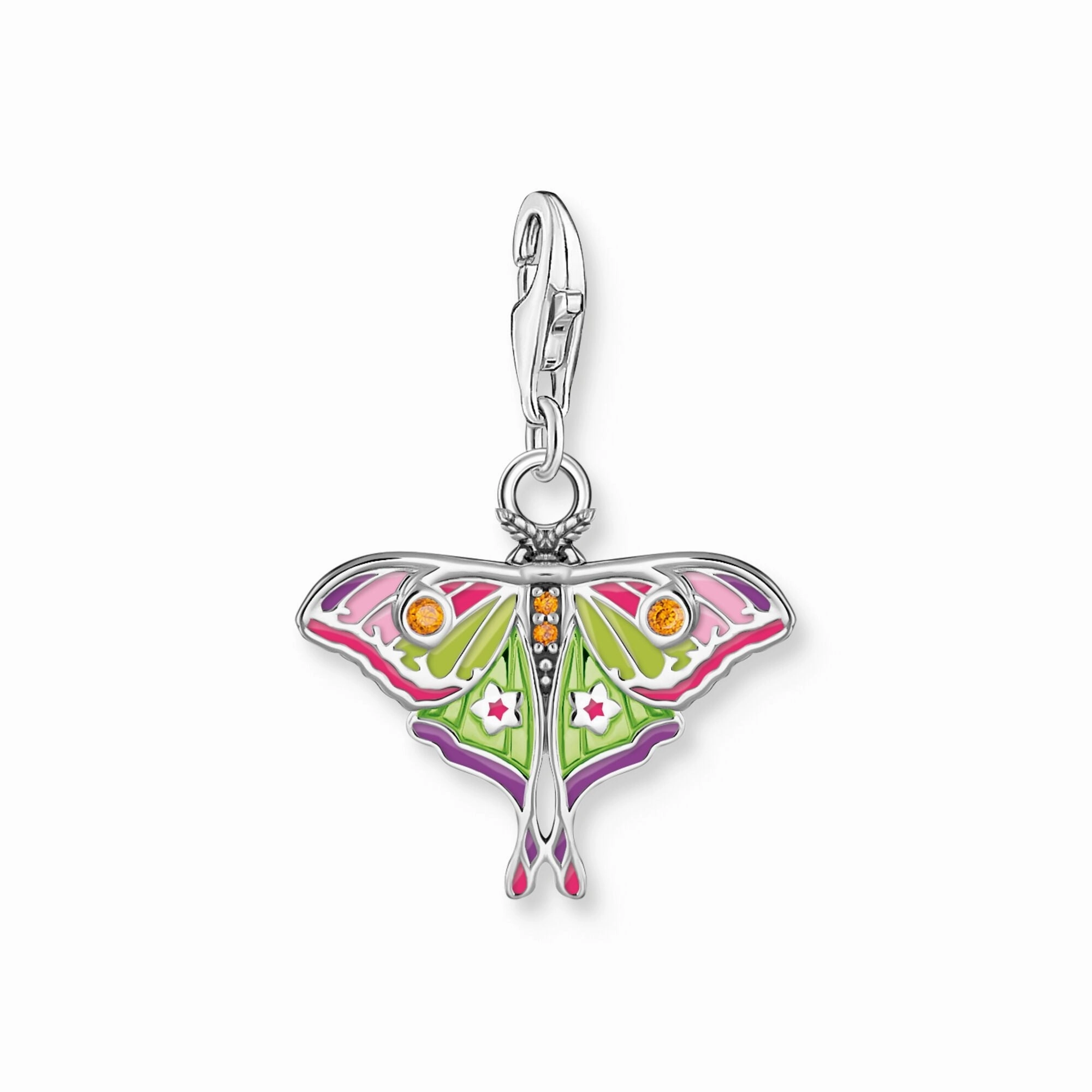Moth Colourful Silver Charm