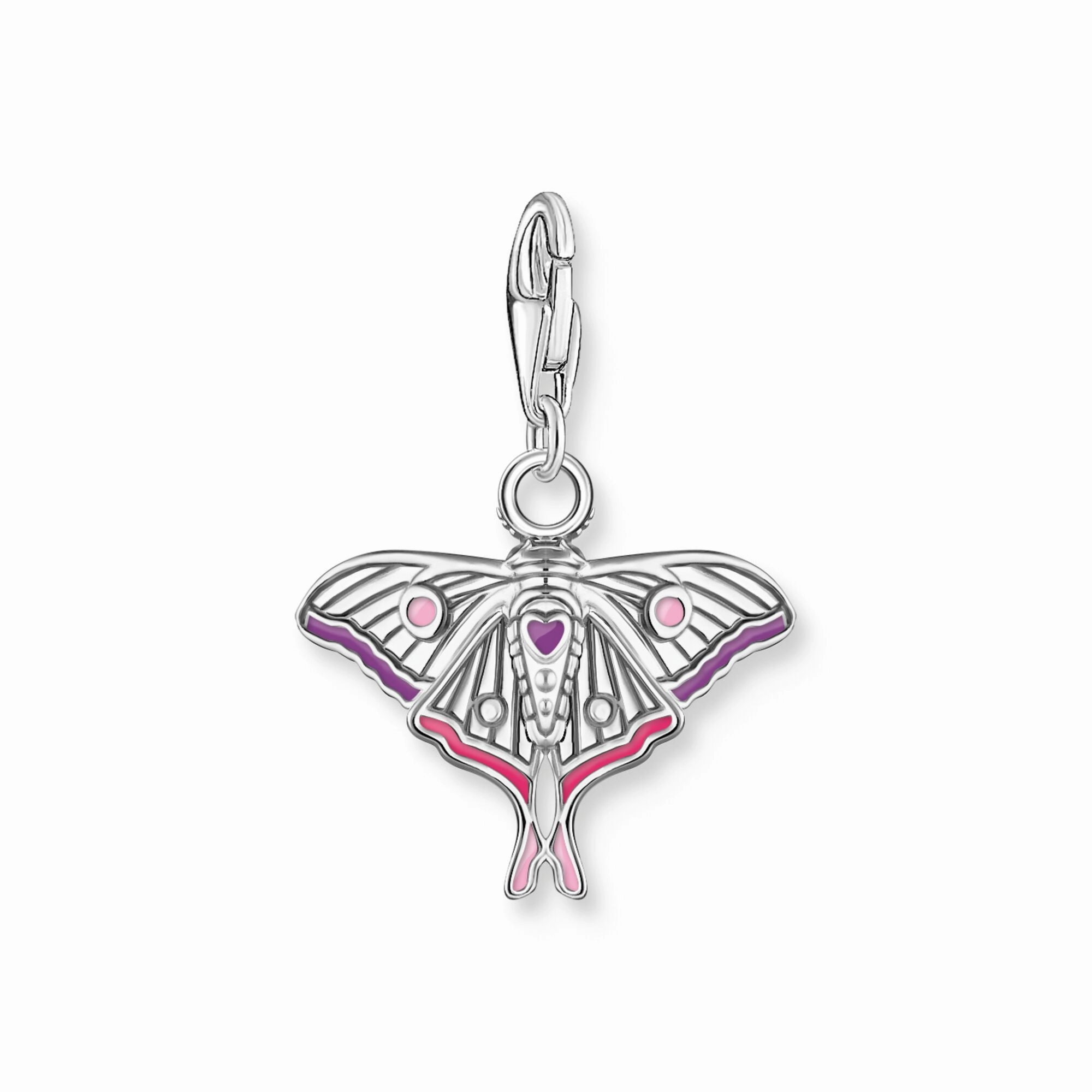 Moth Colourful Silver Charm