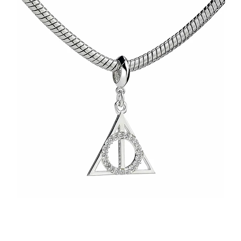 Official Harry Potter Sterling Silver Deathly Hallows Embellished Clip On Charm