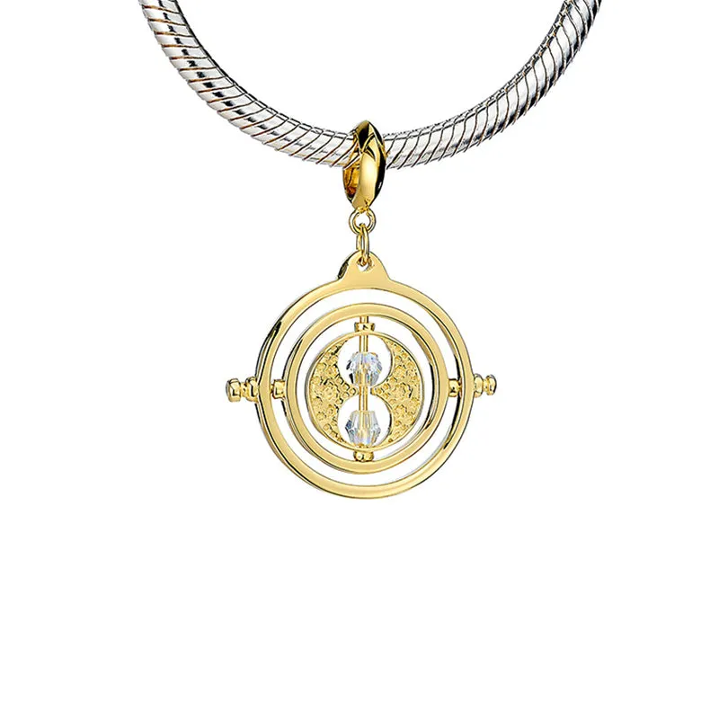 Official Harry Potter Sterling Silver Gold Plated Time Turner Slider Charm