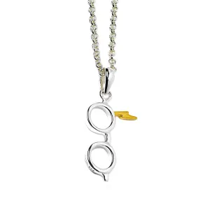 Official Harry Potter Sterling Silver Lightning Bolt And Glasses Necklace