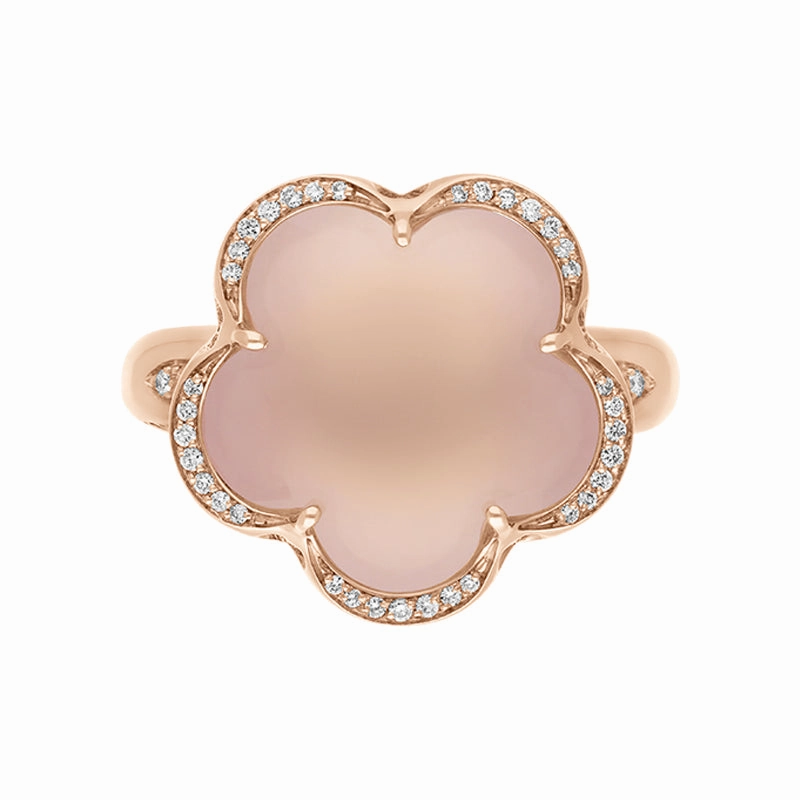Pasquale Bruni Bon Ton 18ct Rose Gold Diamond Rose Quartz Ring
