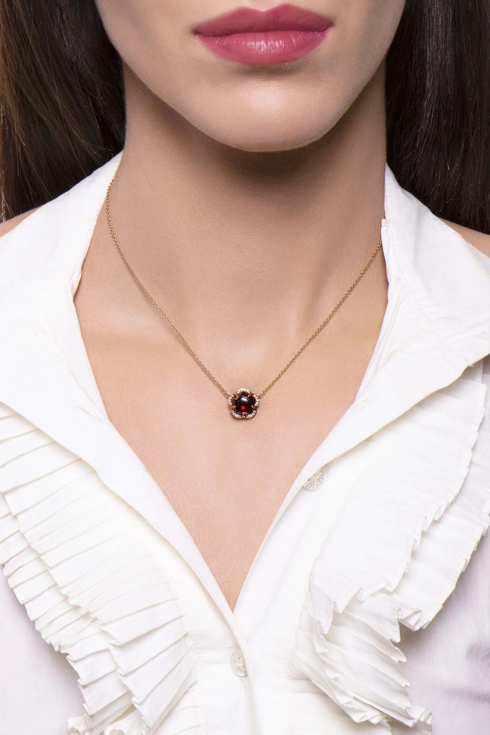 Pasquale Bruni Bon Ton Je T'Aime 18ct Rose Gold Garnet Diamond Necklace D