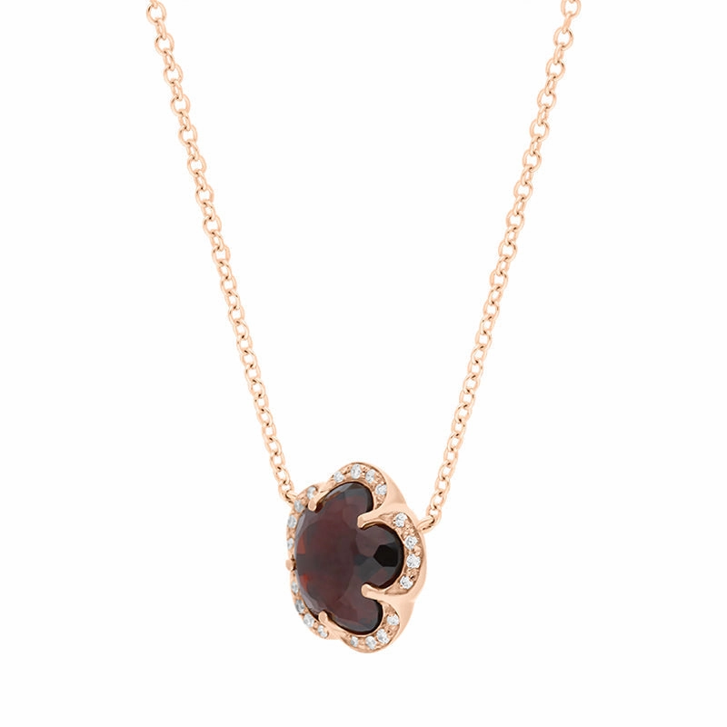 Pasquale Bruni Bon Ton Je T'Aime 18ct Rose Gold Garnet Diamond Necklace D