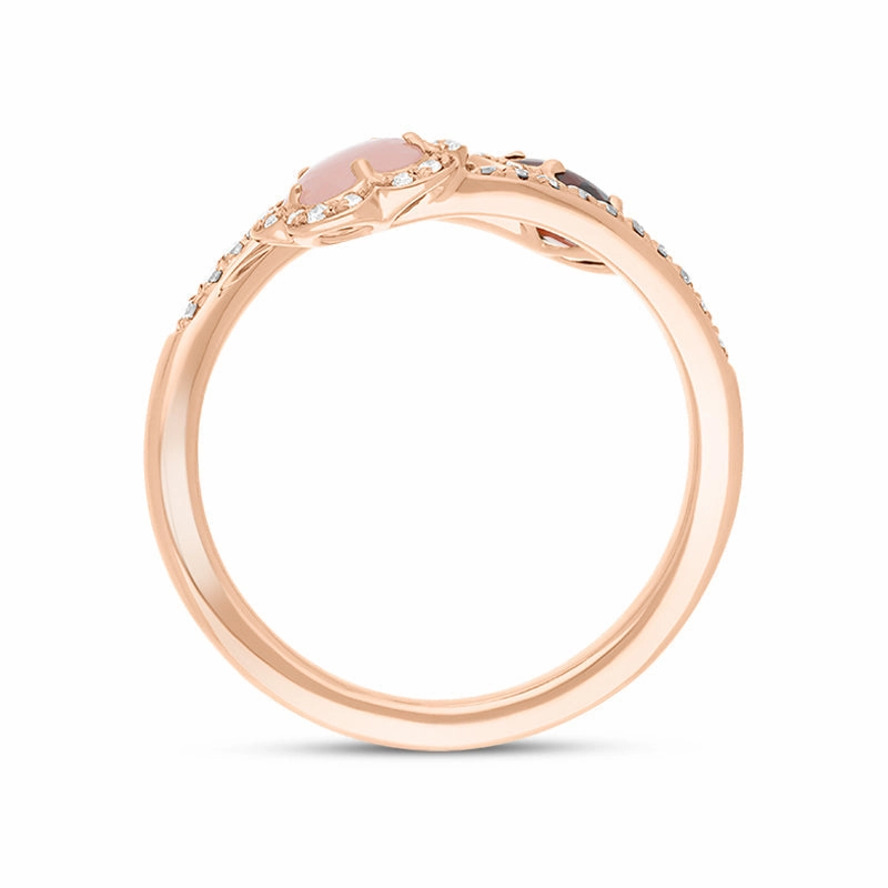 Pasquale Bruni Figlia Dei Fiori 18ct Rose Gold Chalcedony Garnet Diamond Flower Ring