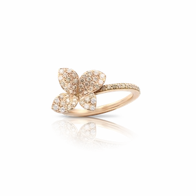 Pasquale Bruni Petit Garden 18ct Rose Gold White and Champagne Diamond Small Flower Ring