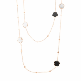 Pasquale Bruni Petit Joli 18ct Rose Gold Moonstone Onyx Diamond Bouquet Lunaire Sautoir Necklace