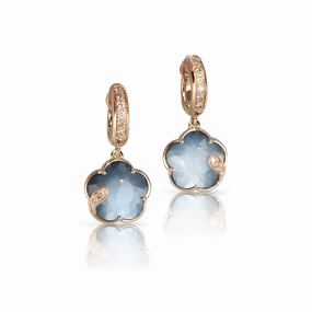 Pasquale Bruni Petit Joli Lunaire 18ct Rose Gold Onyx White Moonstone Diamond Earrings
