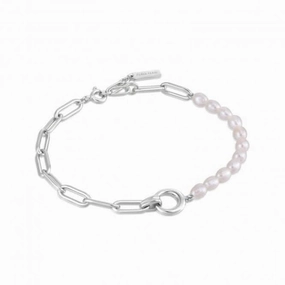 Pearl Chunky Link Chain Bracelet B043-02H