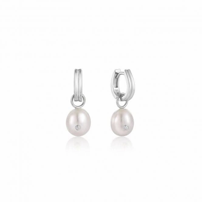 Pearl Drop Sparkle Huggie Hoop EarringsE043-04H