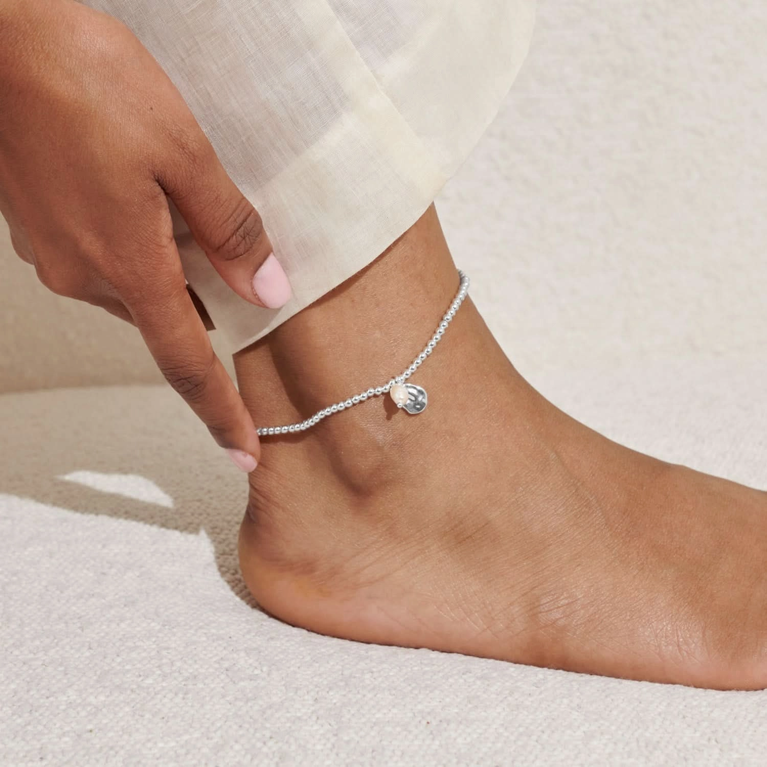 Pearl Silver Plated Anklet 8625
