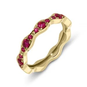 Picchiotti 18ct Yellow Gold 0.48ct Ruby Wave Ring
