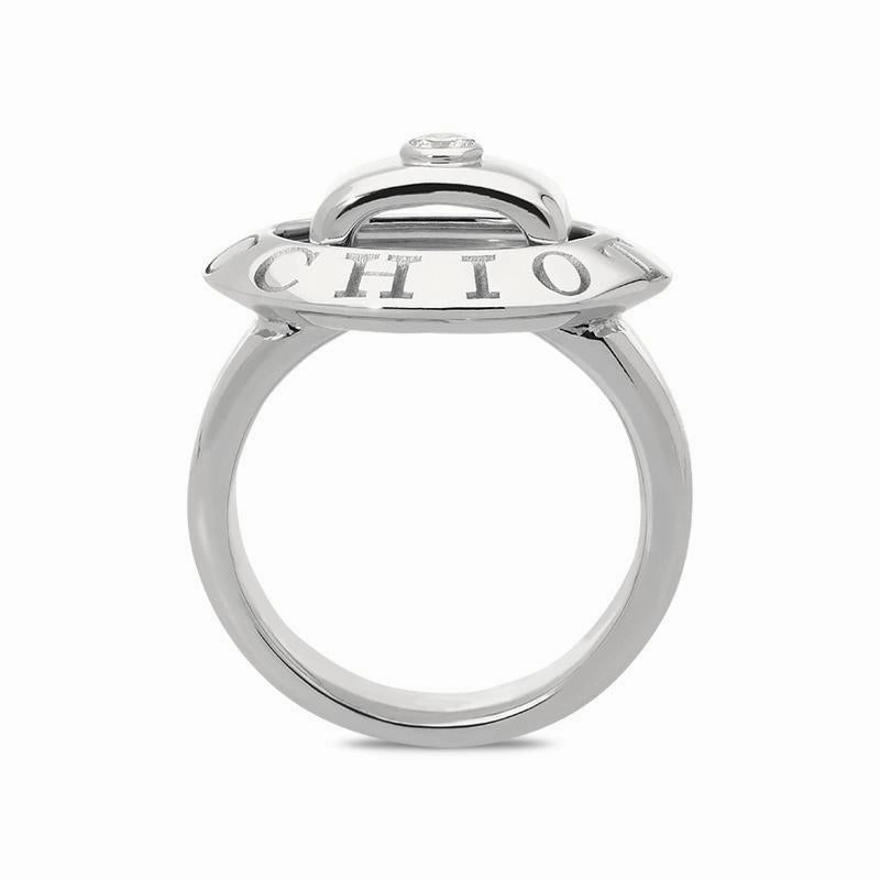 Picchiotti 18ct White Gold Diamond Oval Engraved Ring