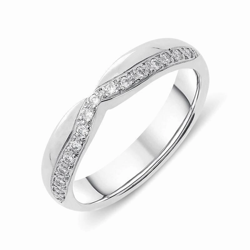 Platinum 0.12ct Diamond 4mm Shaped Wedding Ring