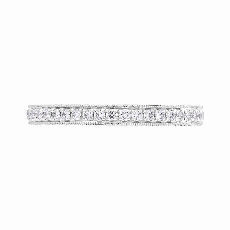 Platinum 0.13ct Diamond Millgrain Edge Half Eternity Ring