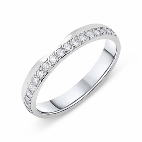 Platinum 0.20ct Diamond Set Shaped Wedding Band Ring D
