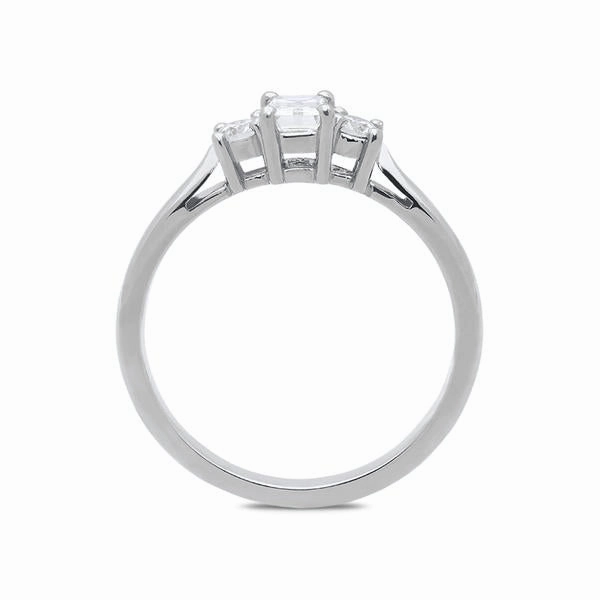 Platinum 0.31ct Diamond Emerald Cut Trilogy Ring