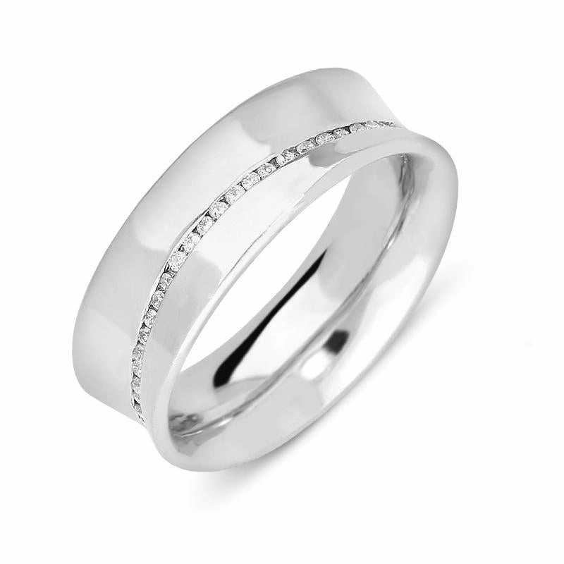 Platinum 0.35ct Diamond Concave Wedding Eternity Ring D